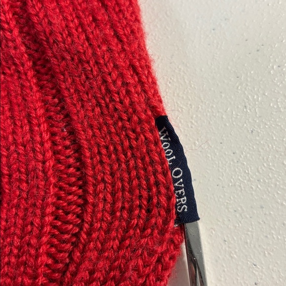 Woolovers Women’s Large Wool Red Chunky Aran Cable Knit Fisherman Sweater Cabin - Picture 9 of 10